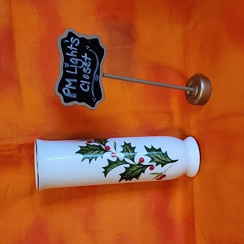 Vintage Holly Bud Vase White Green Red Gold